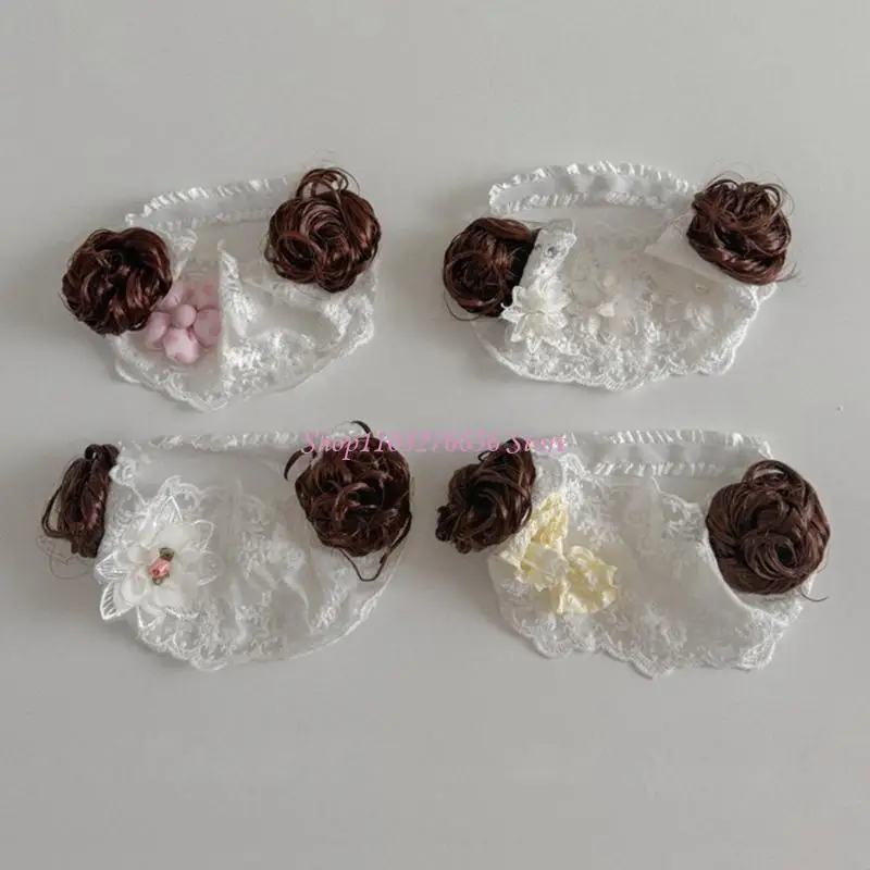 Diadema con moño y flores para niñas pequeñas, peluquín infantil - imagen 2