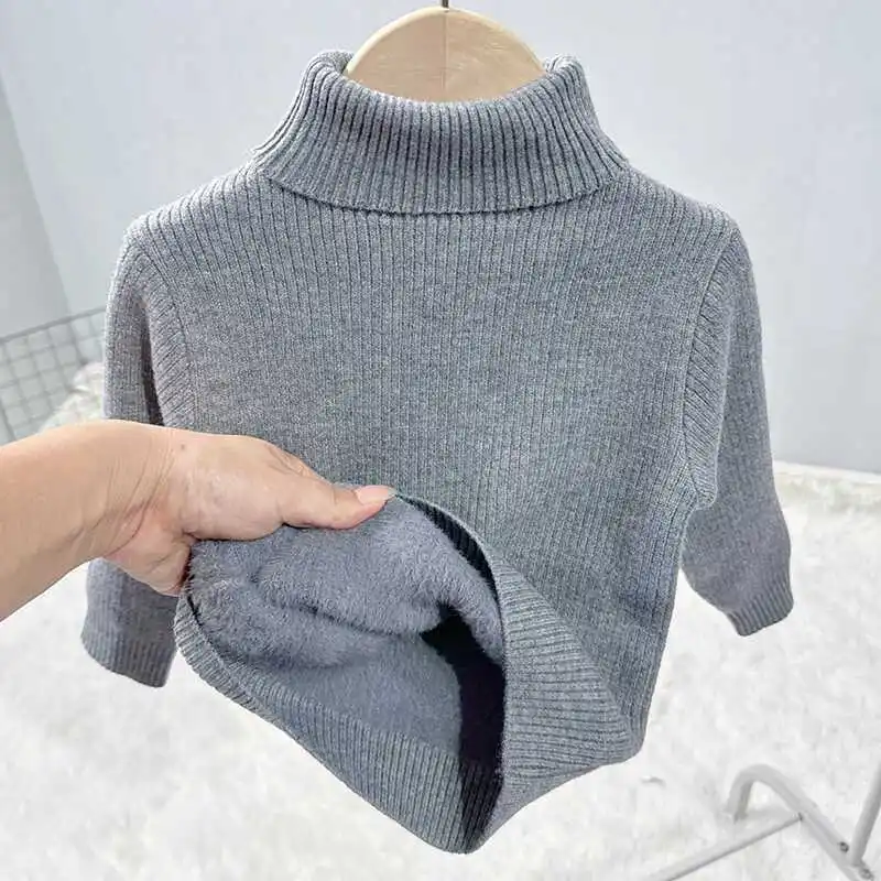Suéter acolchado de invierno cuello alto de punto cálido infantil - imagen 4