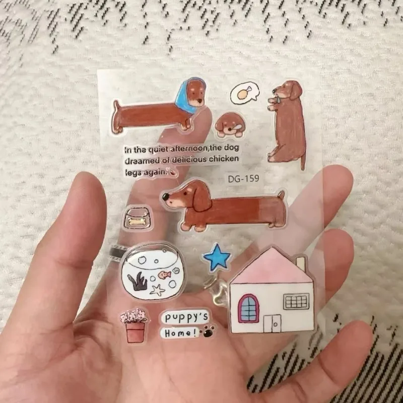Pegatinas de perro salchicha transparentes de gel minimalistas - imagen 5