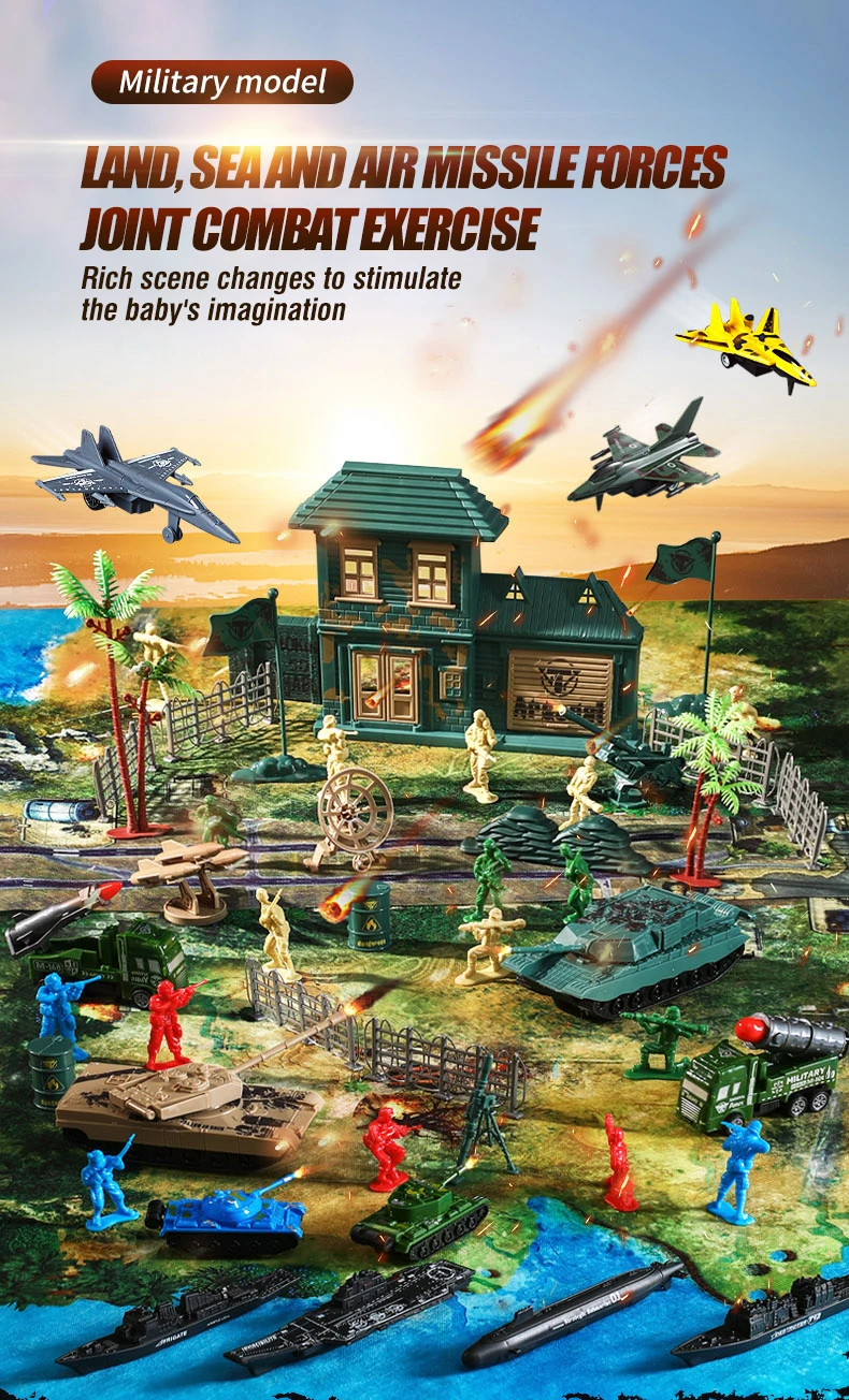 Escena de batalla con mapa y figuras