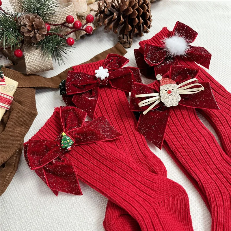 Calcetines rojos de Navidad para niños – Algodón suave ajustable