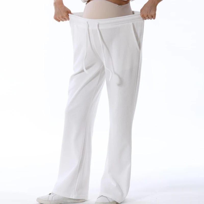 Pantalones maternidad punto waffle, cintura alta y bolsillos suaves - imagen 5