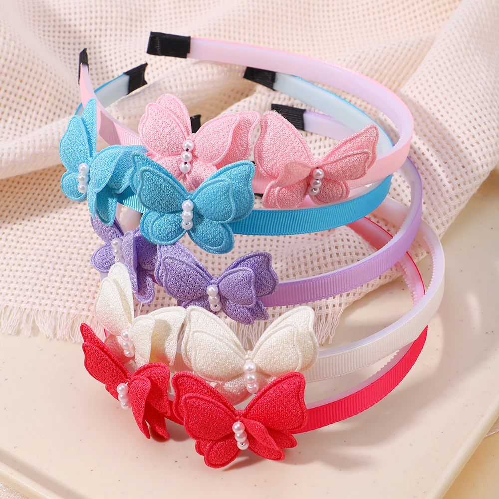 Diadema de pelo con mariposa y perlas para niñas - imagen 5