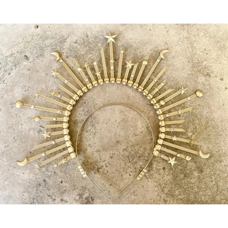 Tiara halo dorada para niña estilo diosa del sol - imagen 2