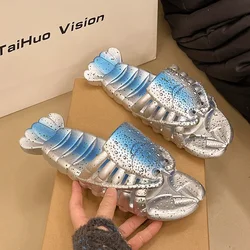 Chanclas de playa antideslizantes metalizadas con dibujos divertidos