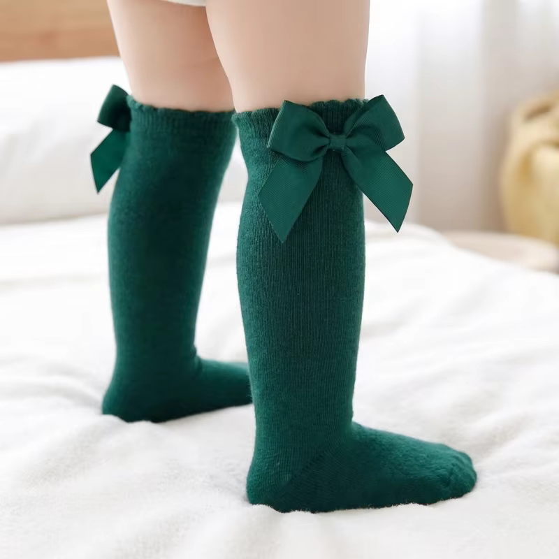 Calcetines altos de algodón para niñas con lazos y estilo vintage - imagen 2