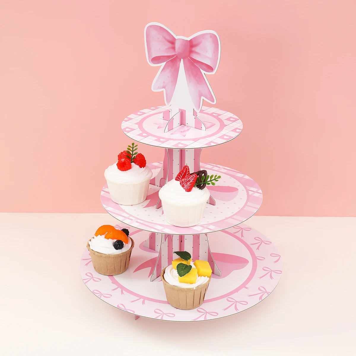Soporte pastel desechable lazo rosa – Fiesta infantil - imagen 5