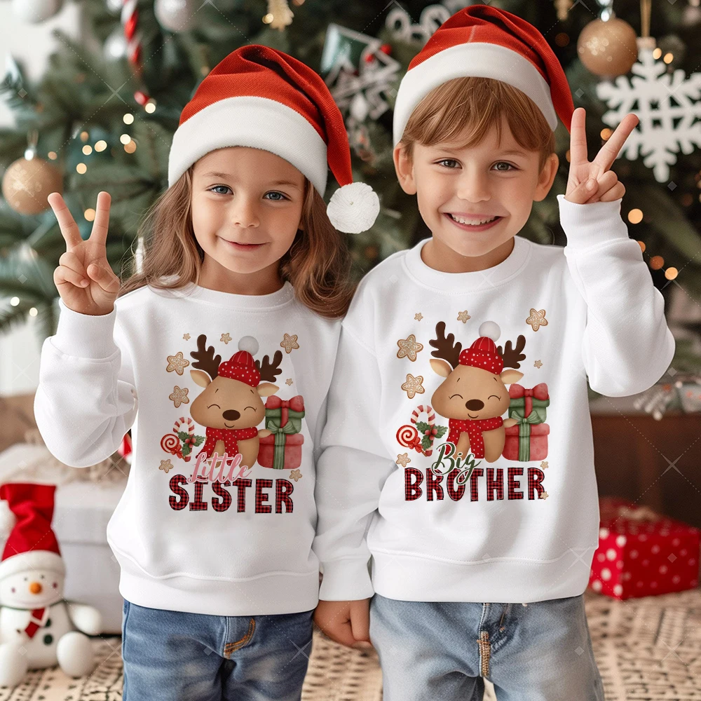 Sudadera con capucha navideña para hermanos – Estampado infantil - imagen 5