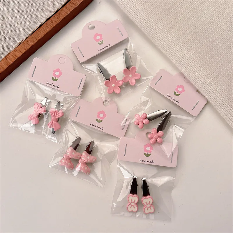 Pinza para el pelo estilo coreano con lazo floral rosa - imagen 2