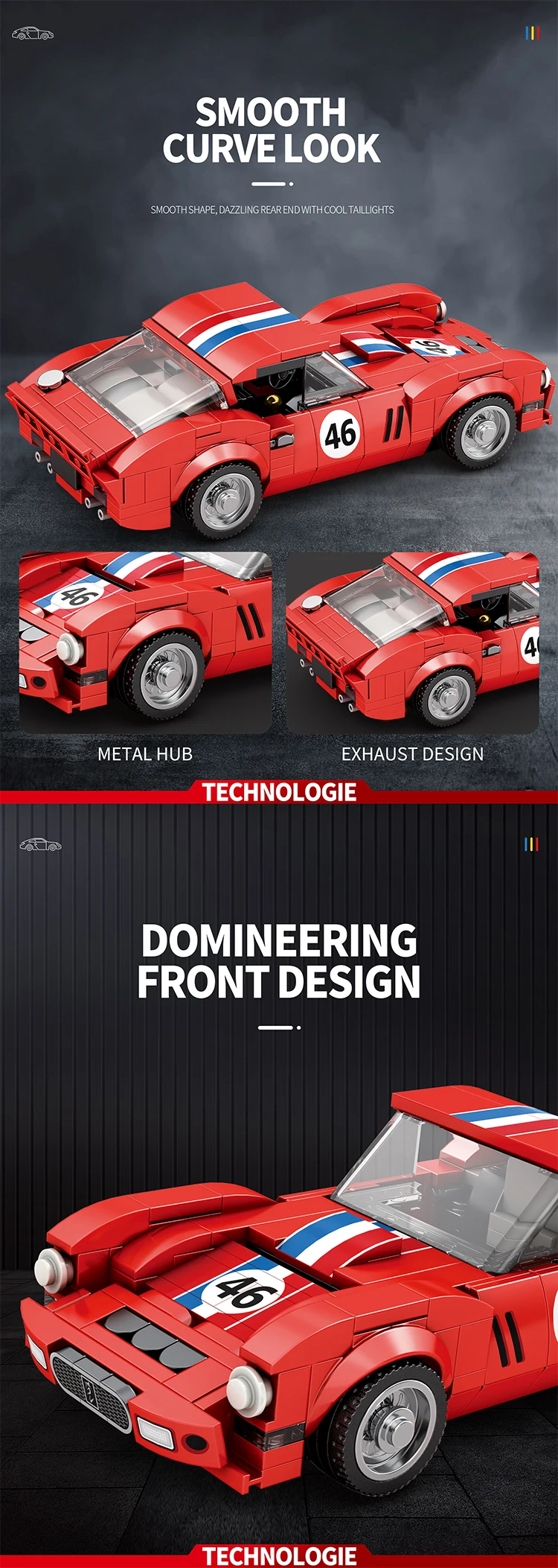 Modelo de automóvil deportivo rojo ensamblado