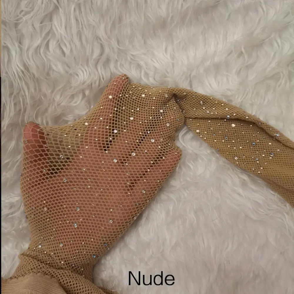 Pantimedias de rejilla brillantes con purpurina y malla fina - imagen 4
