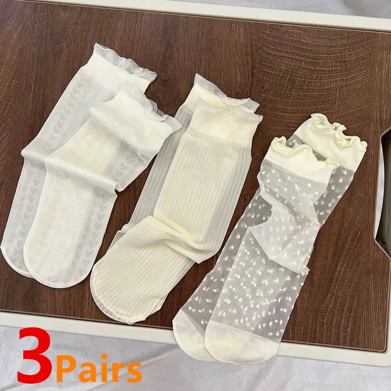 Calcetines de princesa con volantes y encaje suave para niñas