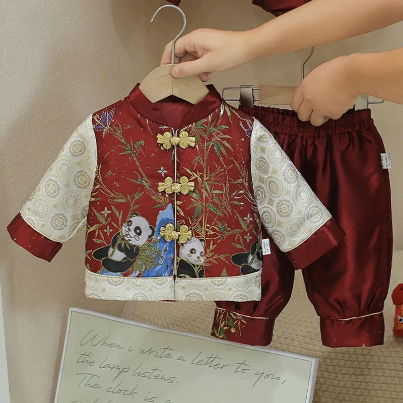 Conjunto infantil panda: camiseta manga larga y pants para bebé - imagen 2