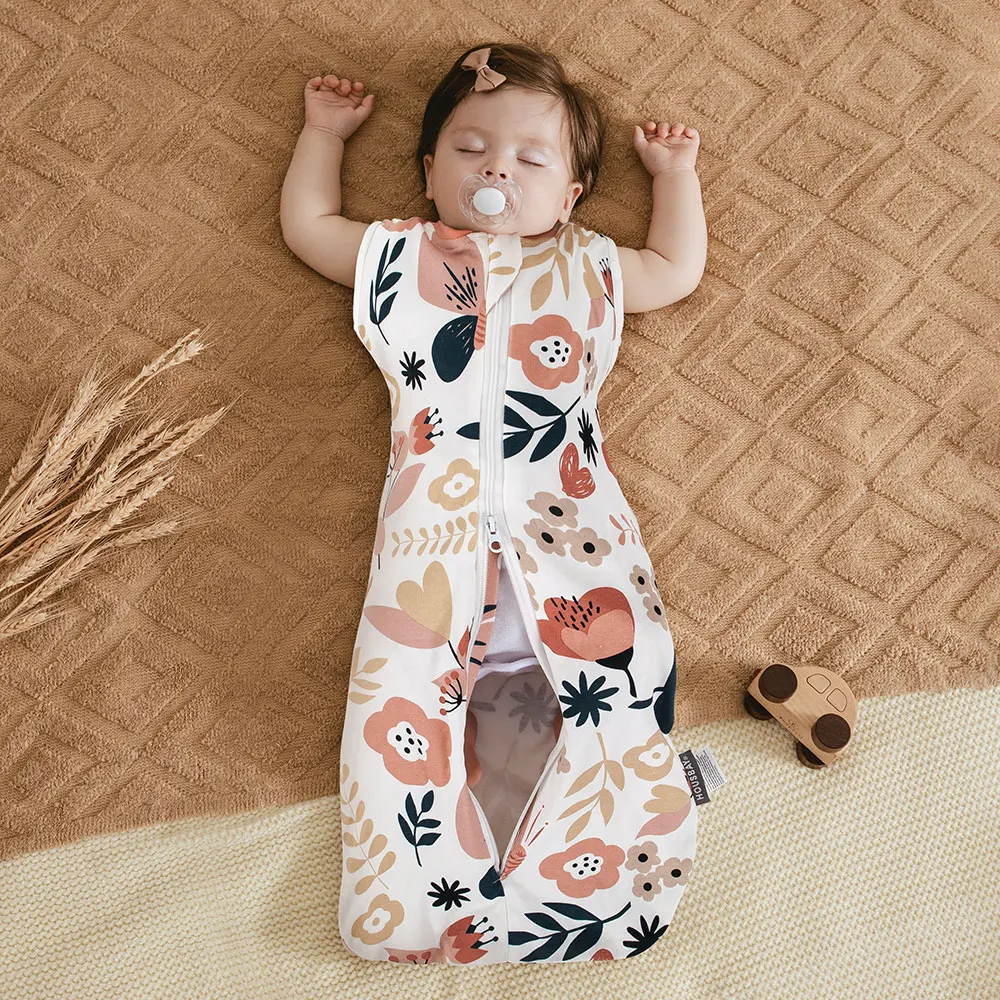 Capullo saco de dormir fino para bebé – Estampado flores botones - imagen 2
