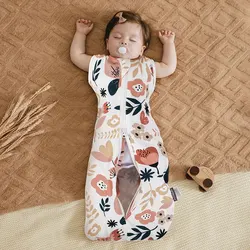 Capullo saco de dormir fino para bebé – Estampado flores botones