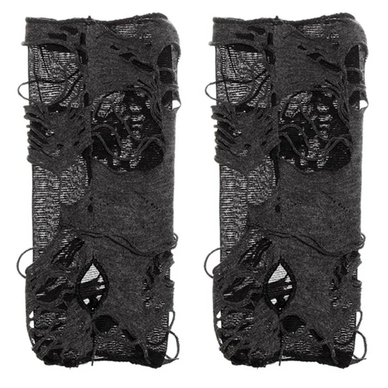 Guantes góticos negros largos sin dedos – Estilo festival unisex - imagen 3