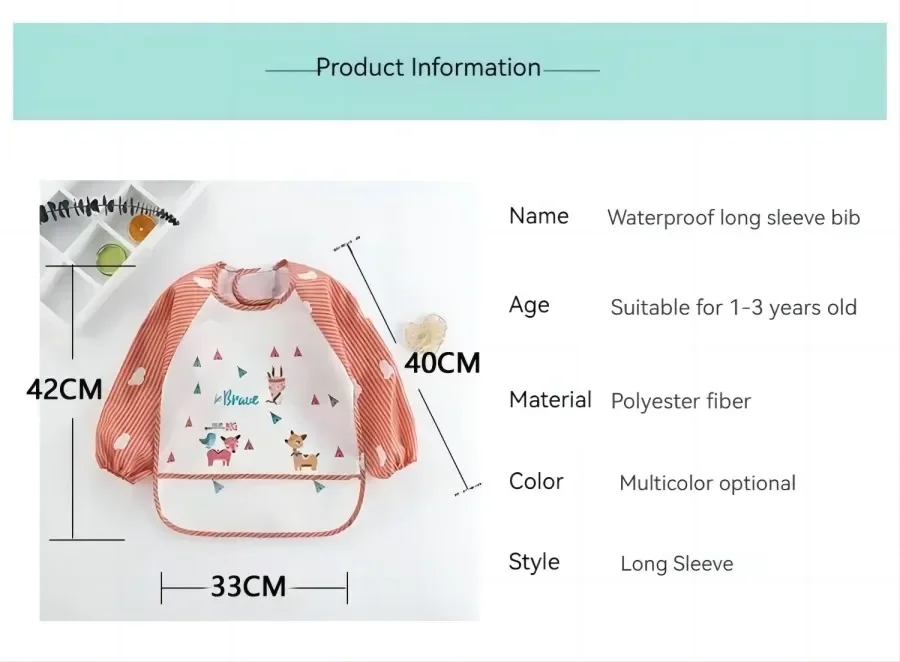 Bata infantil con mangas largas y cuello redondo