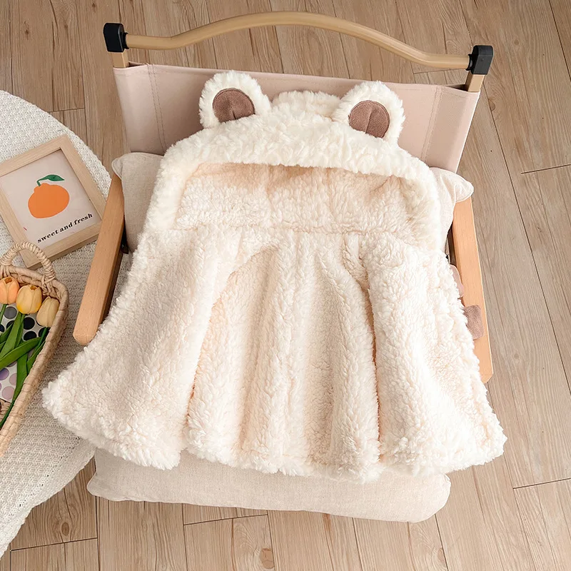 Pelele de felpa con capucha para bebé – Abrigo de invierno - imagen 2