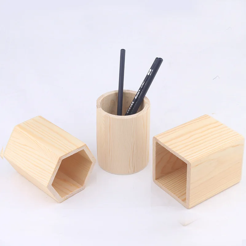 Portalápices de madera hexagonal para escritorio, organizador papelería - imagen 2