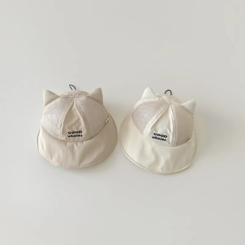 Gorra bucket hat con orejas de gatito para niños – Estilo coreano transpirable verano - imagen 5