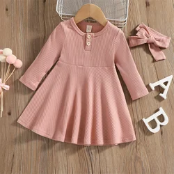 Vestido manga larga para niña – Cuello redondo para otoño y fiestas