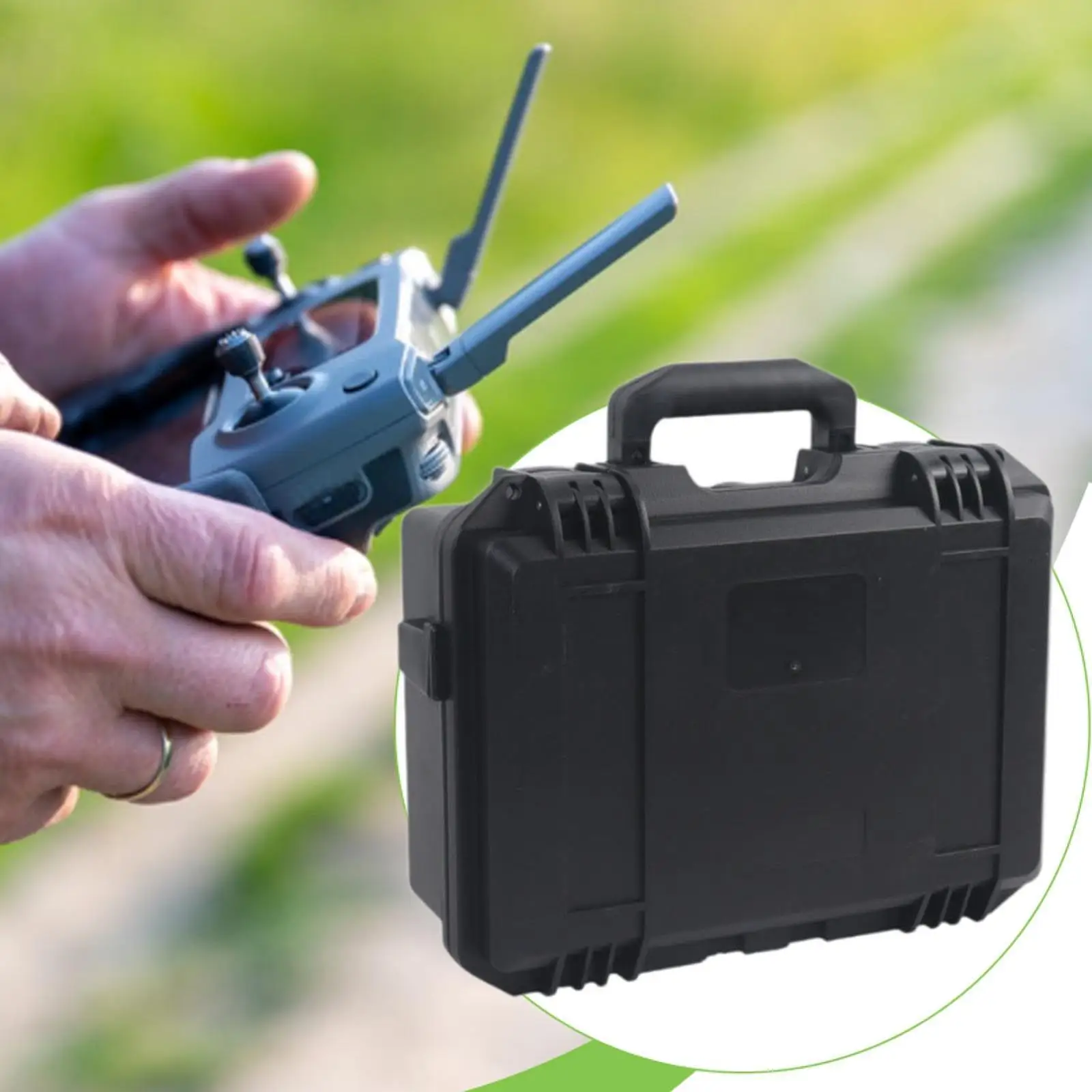Vista frontal de la bolsa negra para controlador RC