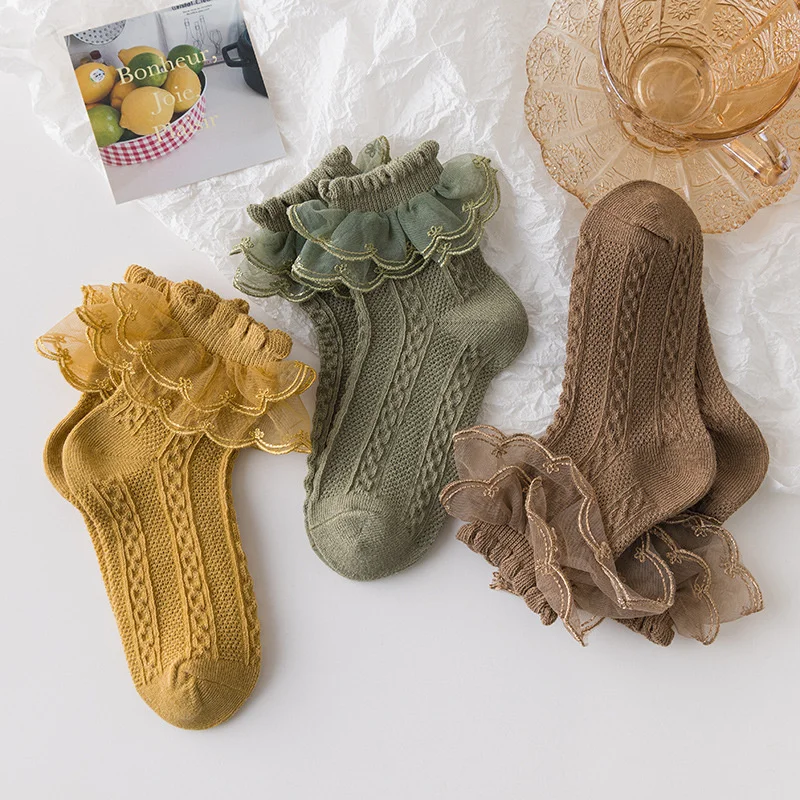 Lawadka Calcetines de encaje para niña – Estilo tutú - imagen 5