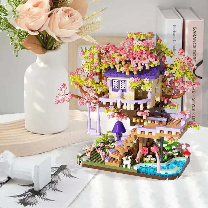 Casa del árbol floral con bloques de construcción para niños - imagen 5