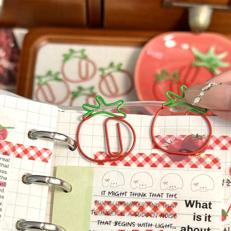 Clips de papel con forma de fruta – Tomate, fresa y cereza - imagen 2