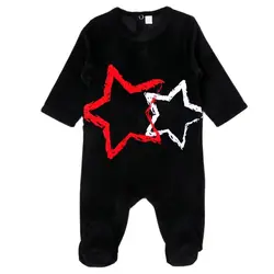 Pijama mameluco bebé de terciopelo manga larga con estampado estrellas