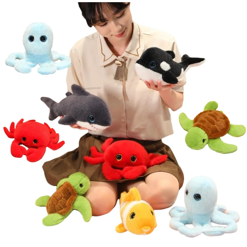 Peluche de animales marinos súper suave, tiburón y tortuga