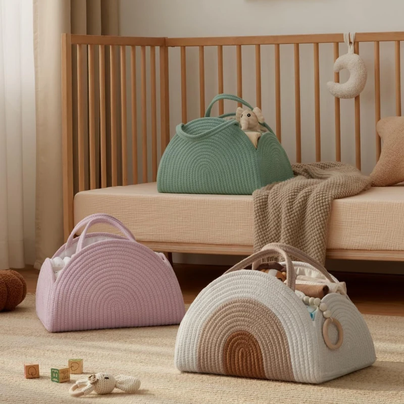 Bolsa de pañales INS cesta tejida gran capacidad para viaje familiar - imagen 2