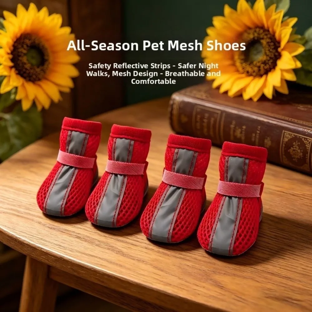 Zapatos de malla antideslizantes para perro con franja reflectante - imagen 3