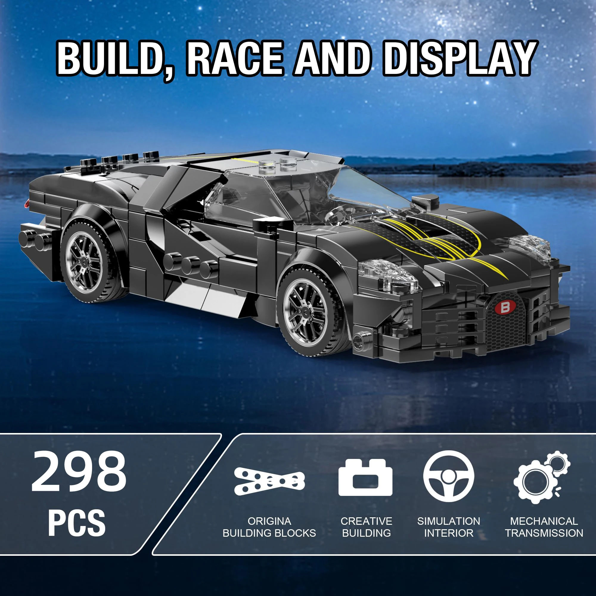 Coche de carreras clásico de bloques de construcción para niños - imagen 2