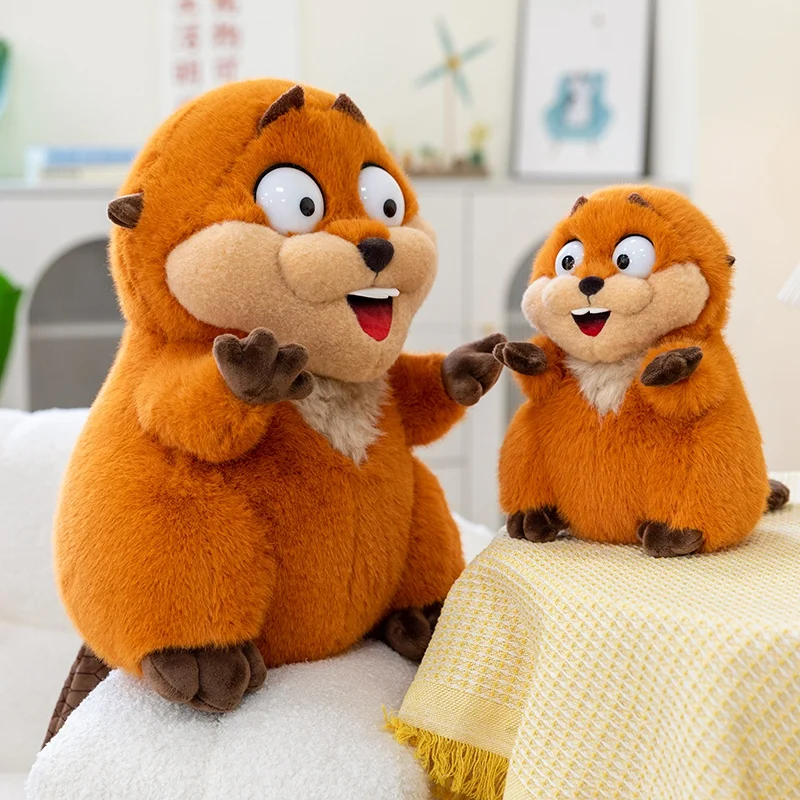 Peluche de castor súper suave estilo kawaii con cejas elevadas - imagen 4