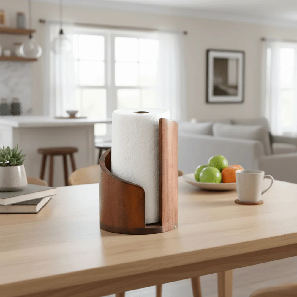 Portarrollos de papel de cocina de madera con base independiente - imagen 5