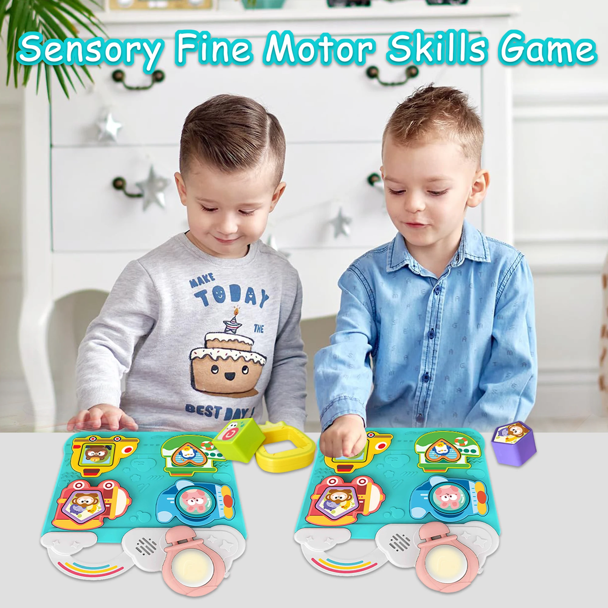 Tablero Montessori sensorial con luces, música y bloques de tráfico - imagen 4
