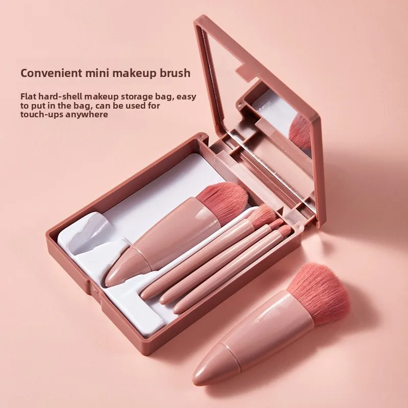 Set de maquillaje infantil con brochas y espejo cuadrado