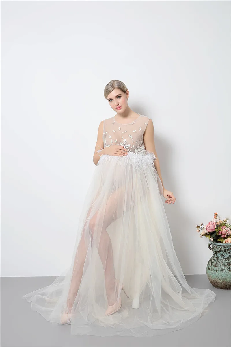 Vestido de maternidad largo elegante para sesión fotográfica - imagen 5