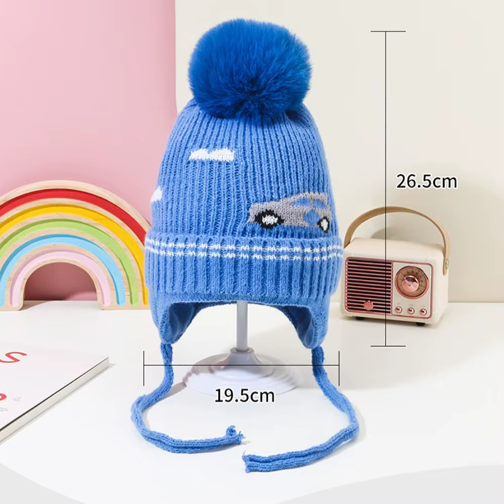 Gorro de dinosaurio tejido con orejeras para bebé y niño invierno - imagen 4