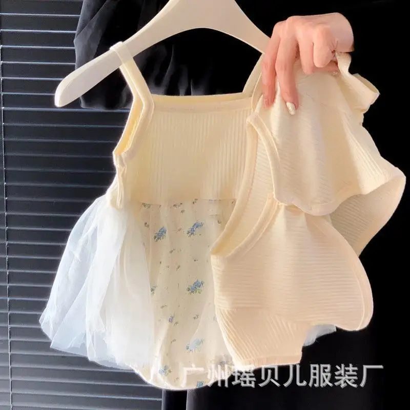 Mono con falda de malla estilo princesa para bebé niña de verano - imagen 2