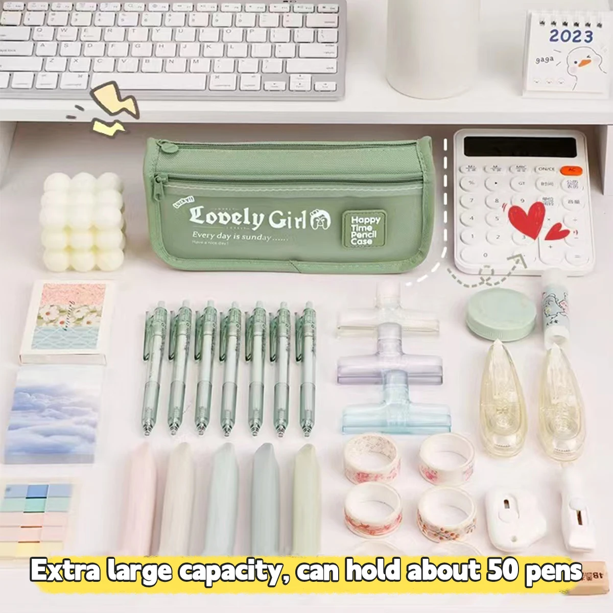 Estuche transparente de lápices – Organizador escolar infantil - imagen 4
