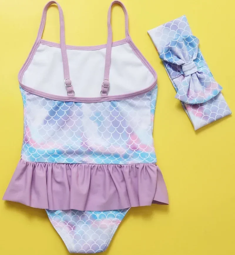 Traje de baño una pieza niña estampado sirena con volantes para playa - imagen 3