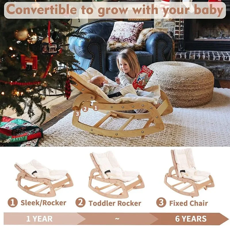 Mecedora de madera para bebé – Silla relajante y multifuncional - imagen 2