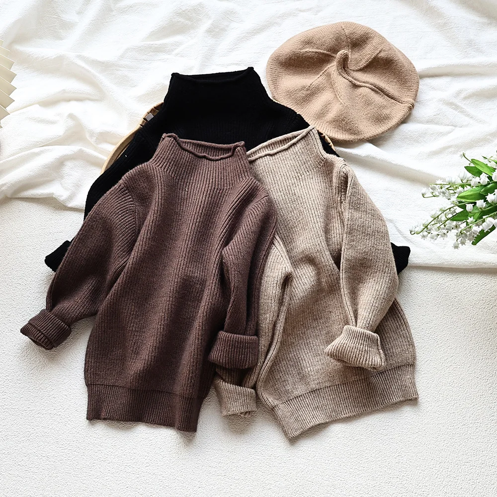 MILANCEL Suéter de punto cuello alto para niños y niñas - imagen 3