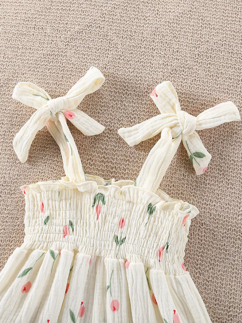Pelele de verano sin mangas con estampado floral y capucha para bebé - imagen 4