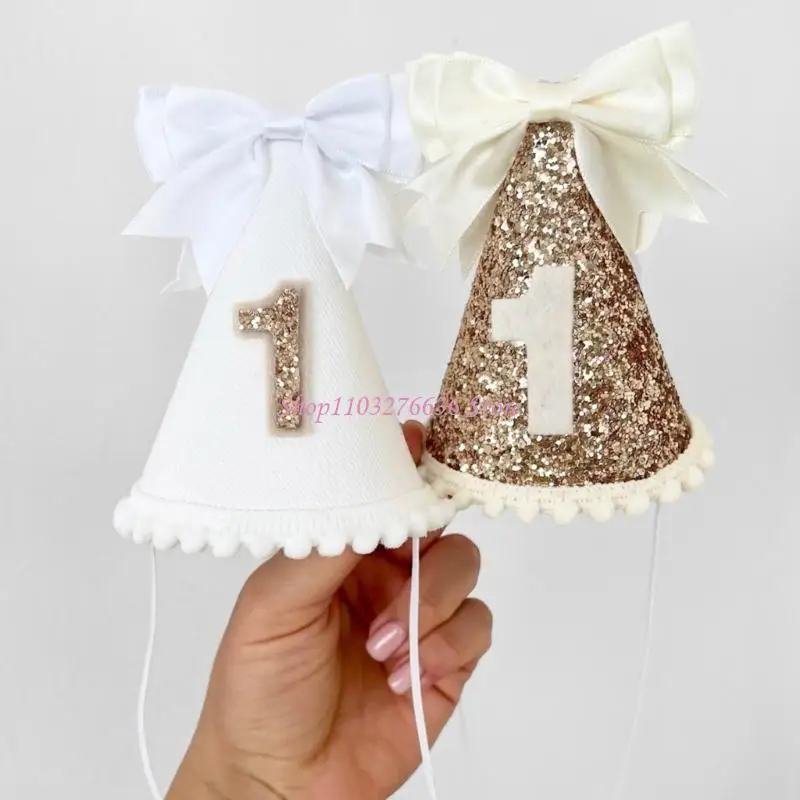Sombrero bebé para cumpleaños con lazo y tejido suave - imagen 5
