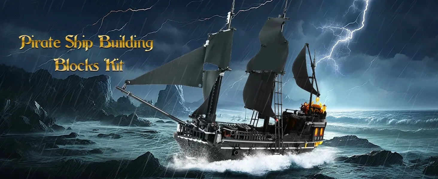Barco pirata negro en construcción