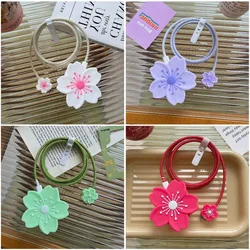 Funda móvil 3D suave con flores de cerezo y organizador de cables