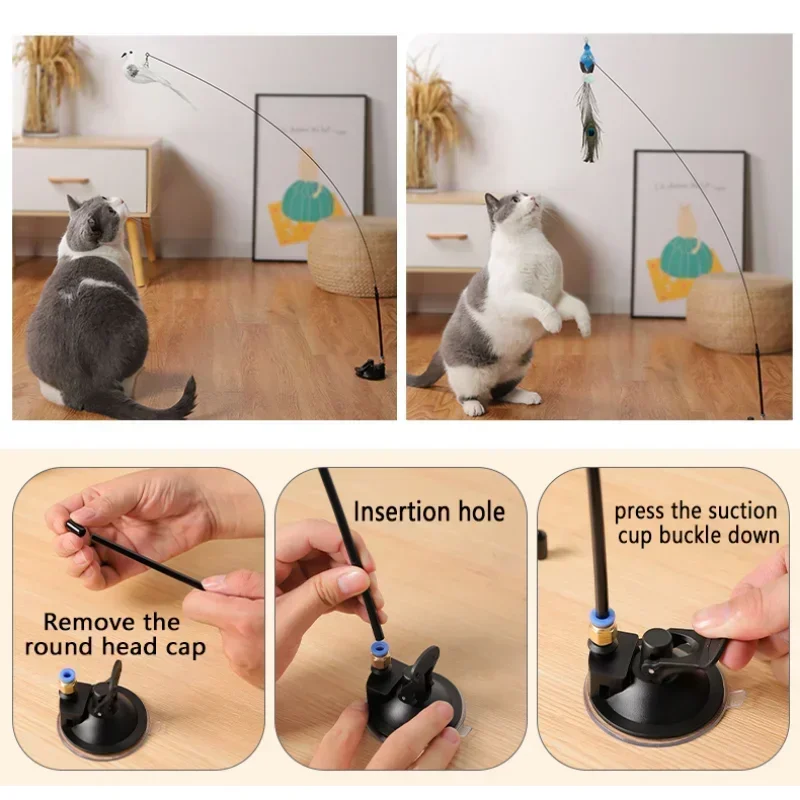 Juguete interactivo para gatos con pluma y campana en varita - imagen 5